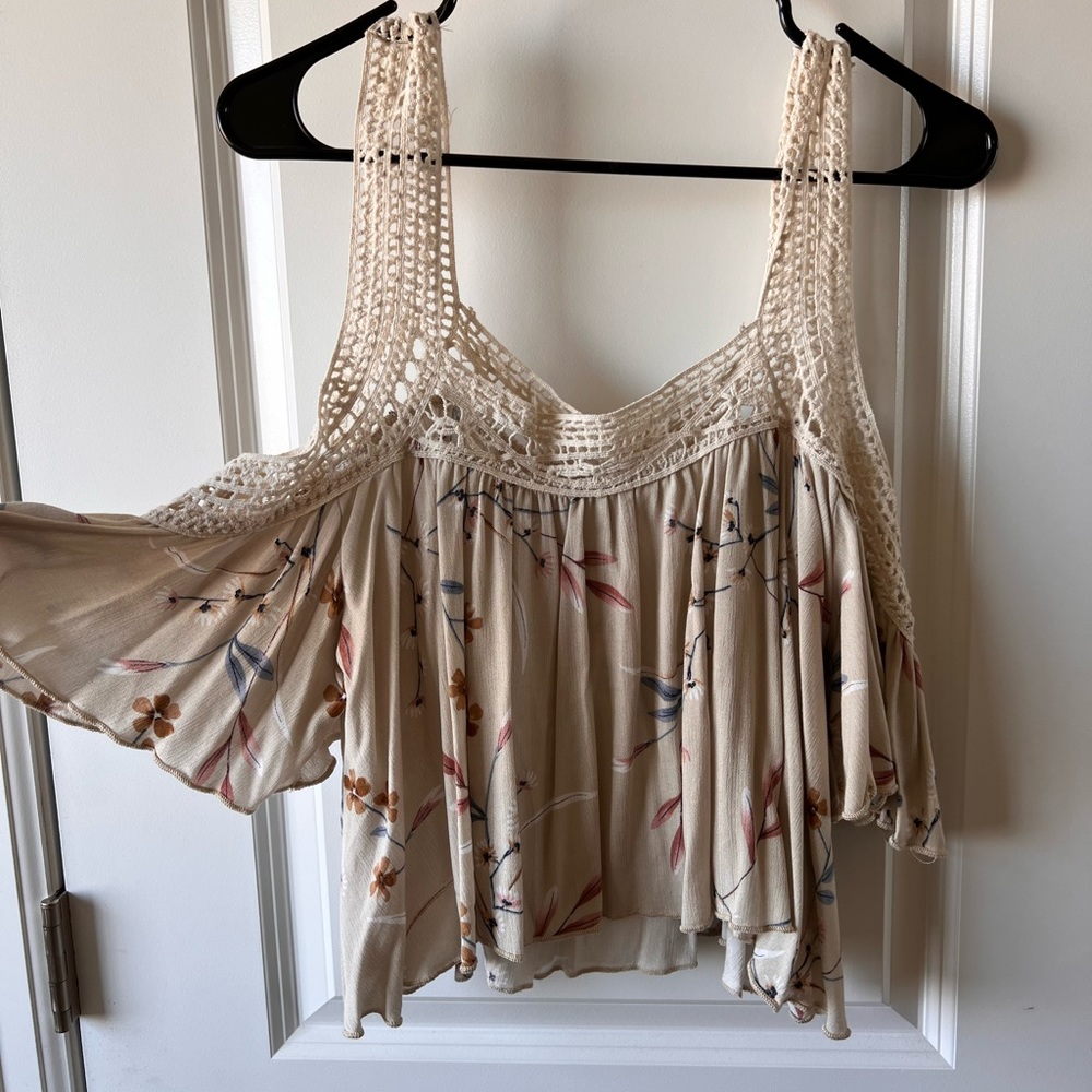 Cream floral crop top